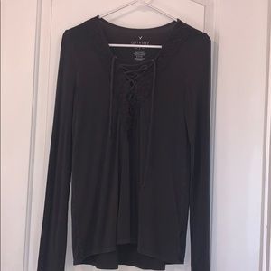 American Eagle Soft & Sexy Lace Up Long Sleeve